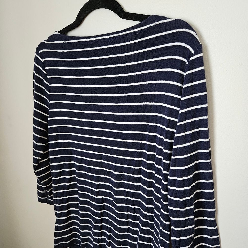 Dip Top Striped Navy White 3/4 Sleeves Crewneck Casual Neutral Comfy Staple - Picture 5 of 7